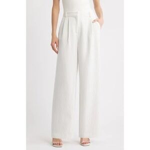Open Edit White Pinstripe Wide-Leg Pants Size 12